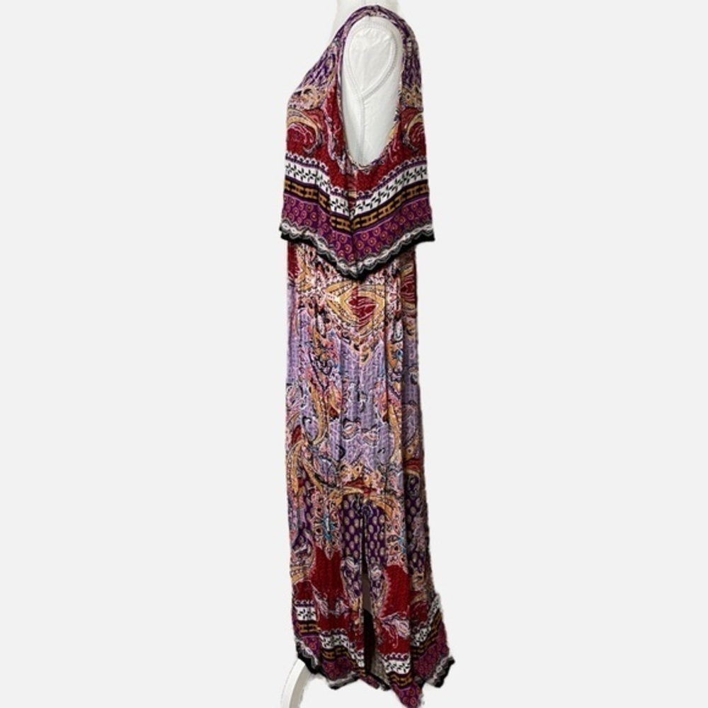 Bila boho chic flounce sleeveless rayon maxi dress with deep side slits - Picture 3 of 13